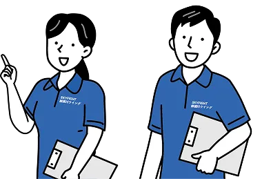 説明する男女インストラクターのイラスト